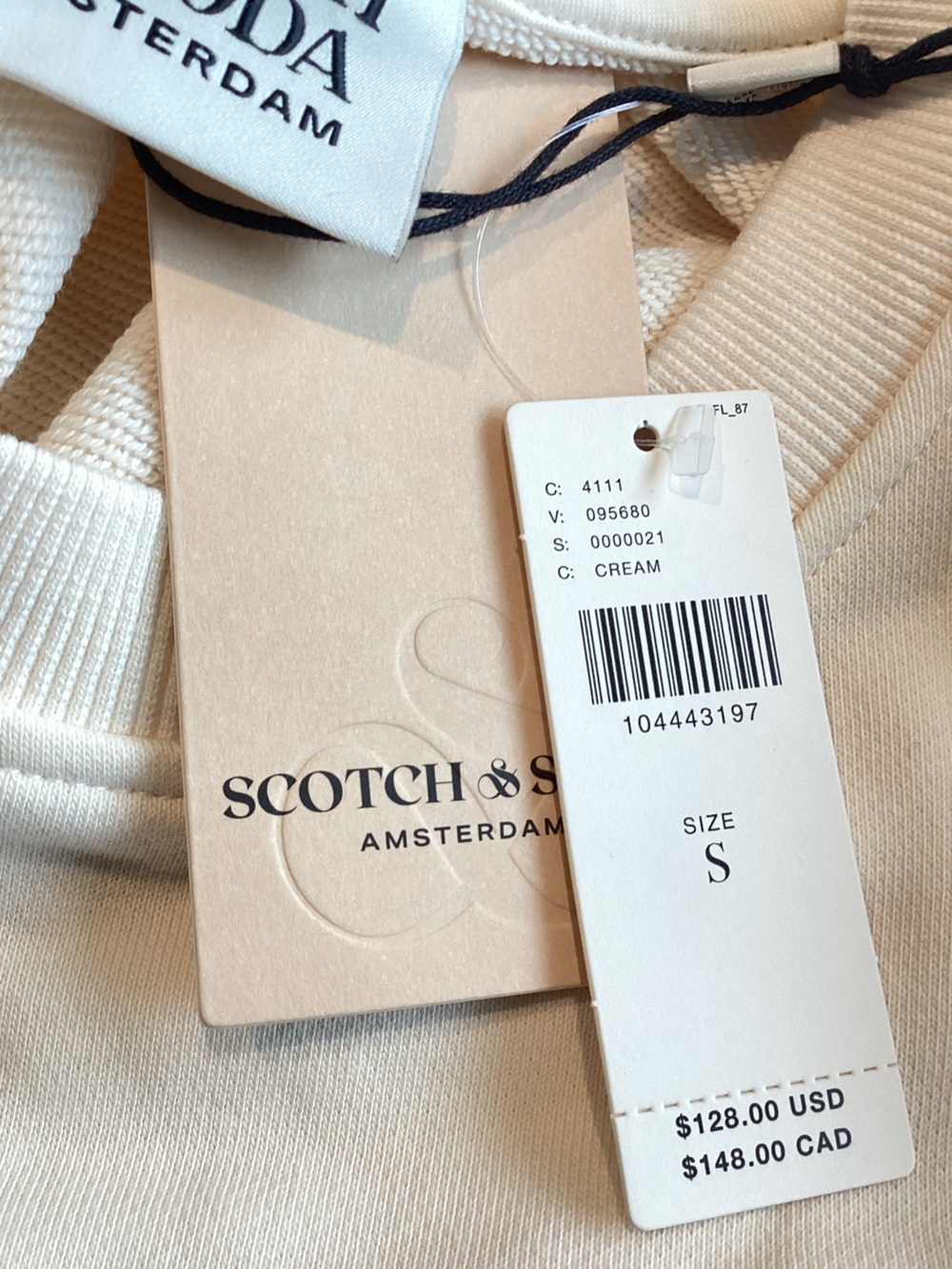 🐎Scotch & Soda Embroidered Sweatshirt MARFA Crew Neck New Small Ivory - Picture 9 of 10